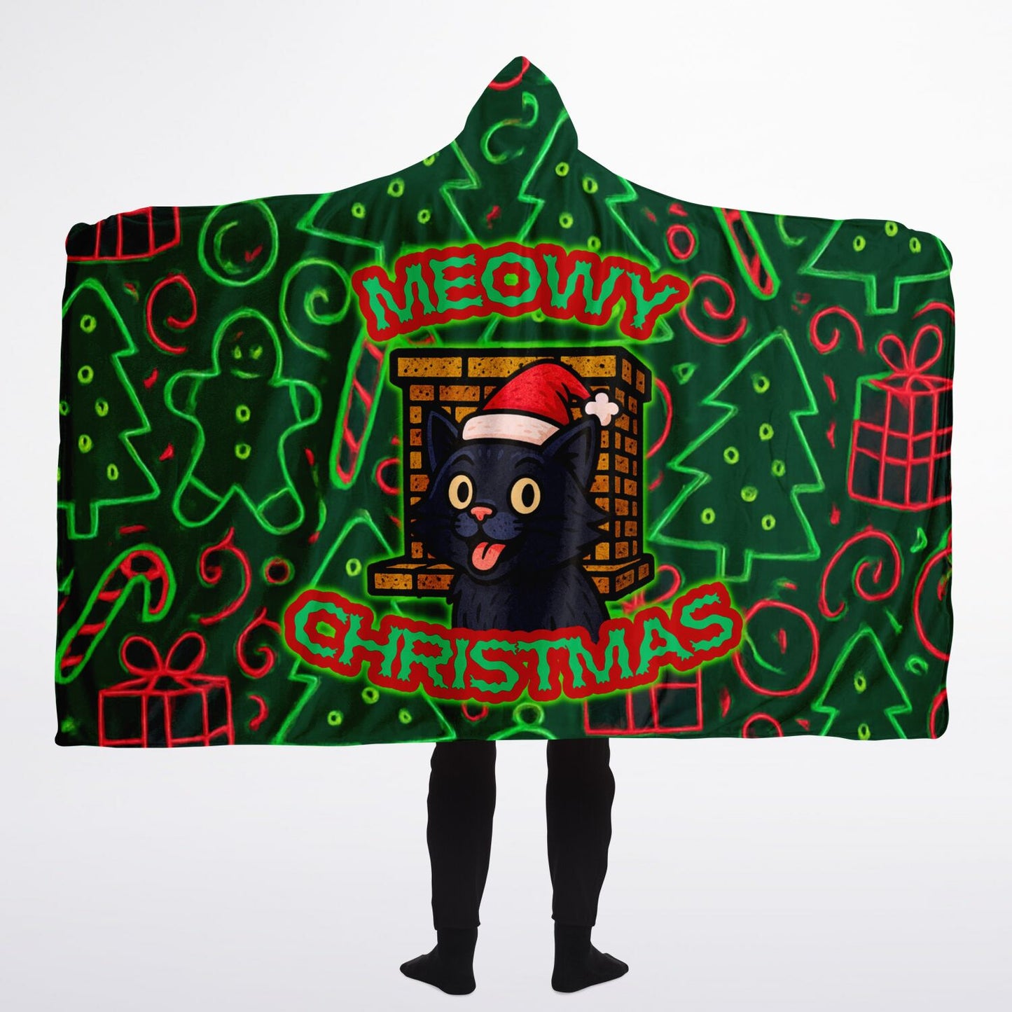 Meowy Christmas - Hooded Blanket