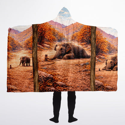 Elephant and the rope - Hooded Blanket