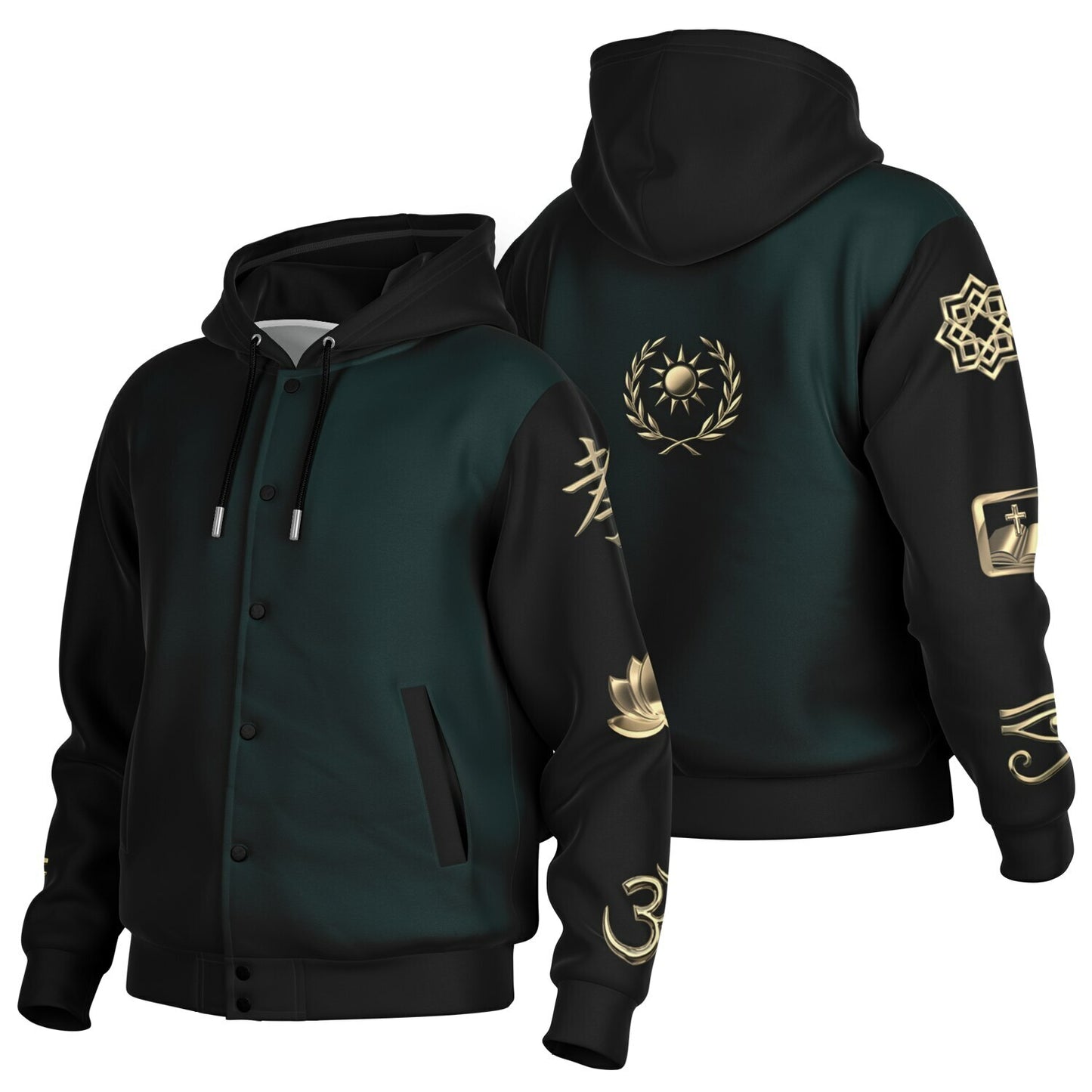 Ancient Wisdom - Button Hoodie (teal)