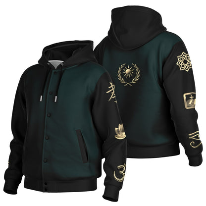 Ancient Wisdom - Button Hoodie (teal)