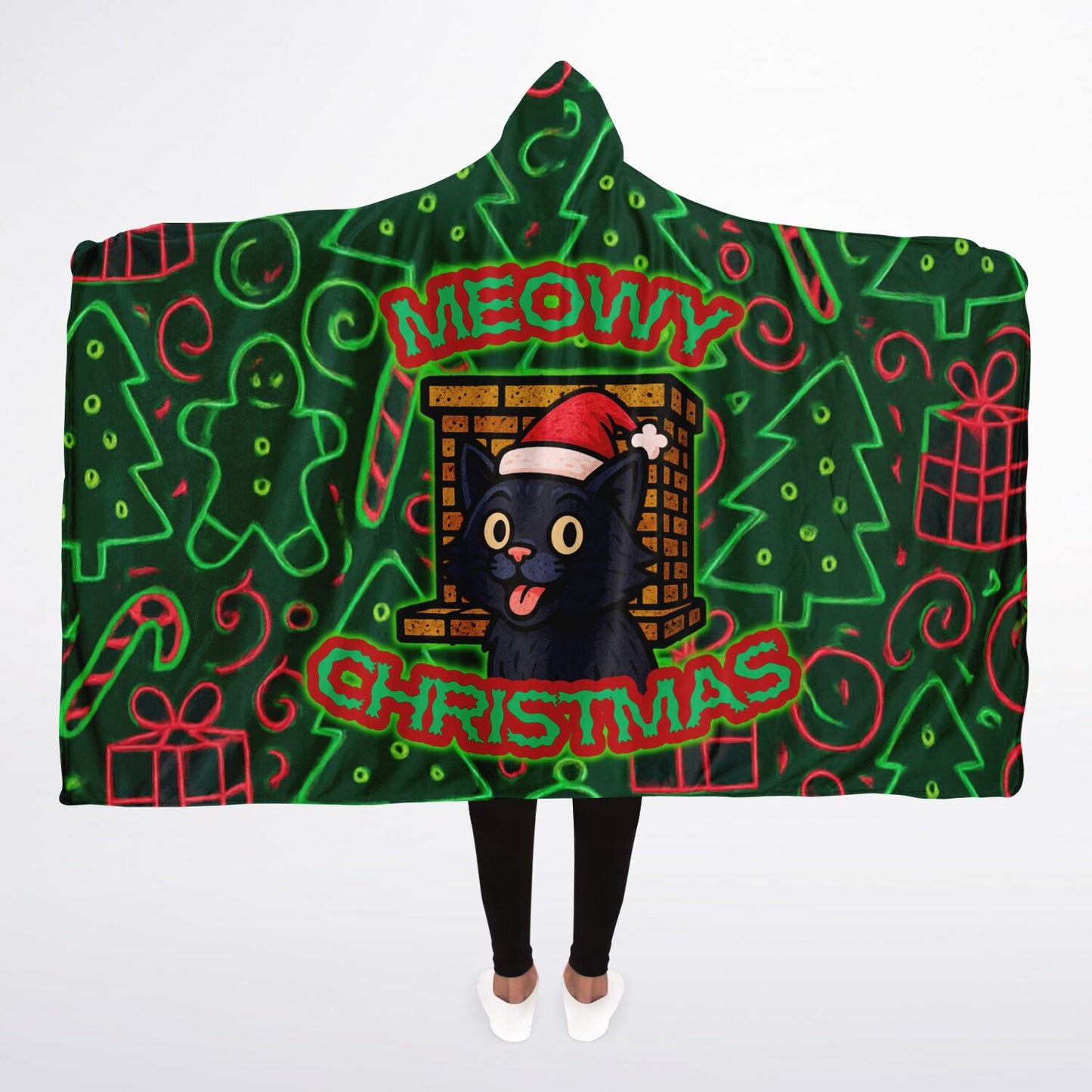 Meowy Christmas - Hooded Blanket