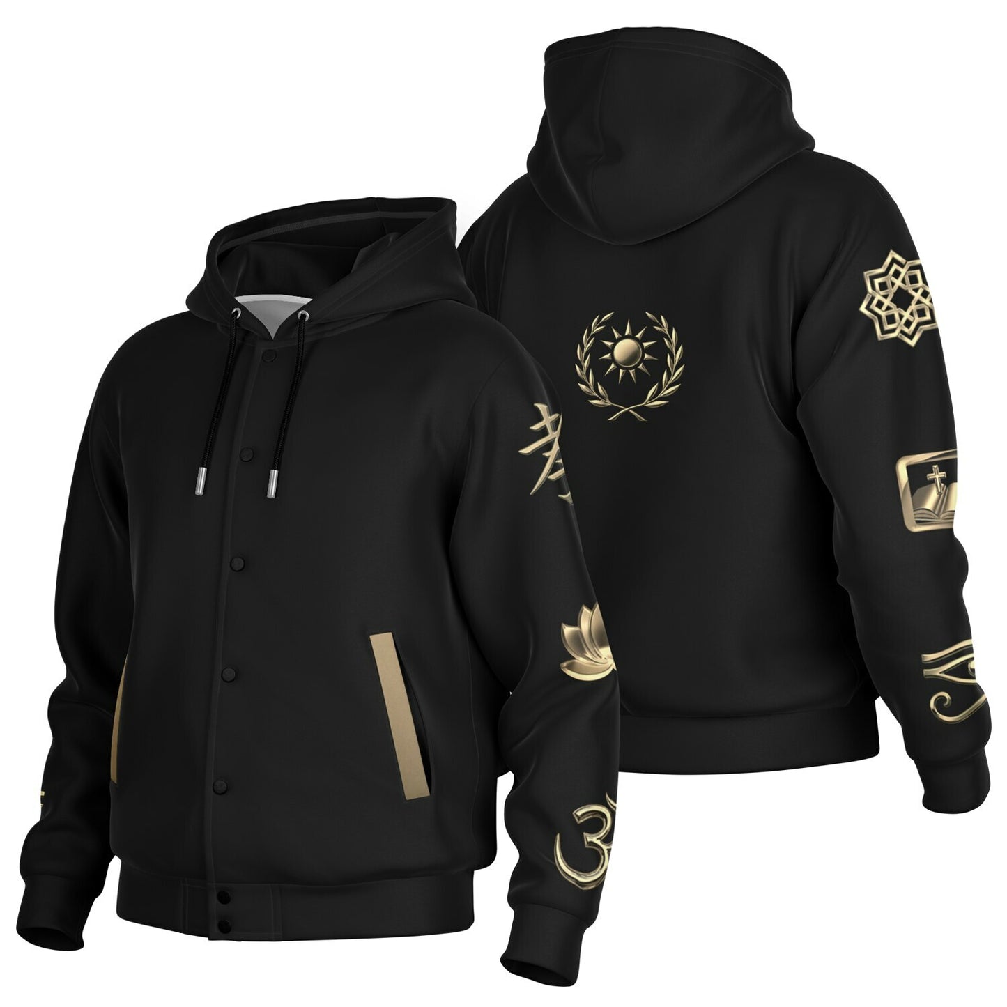 Ancient Wisdom - Button Hoodie (black)