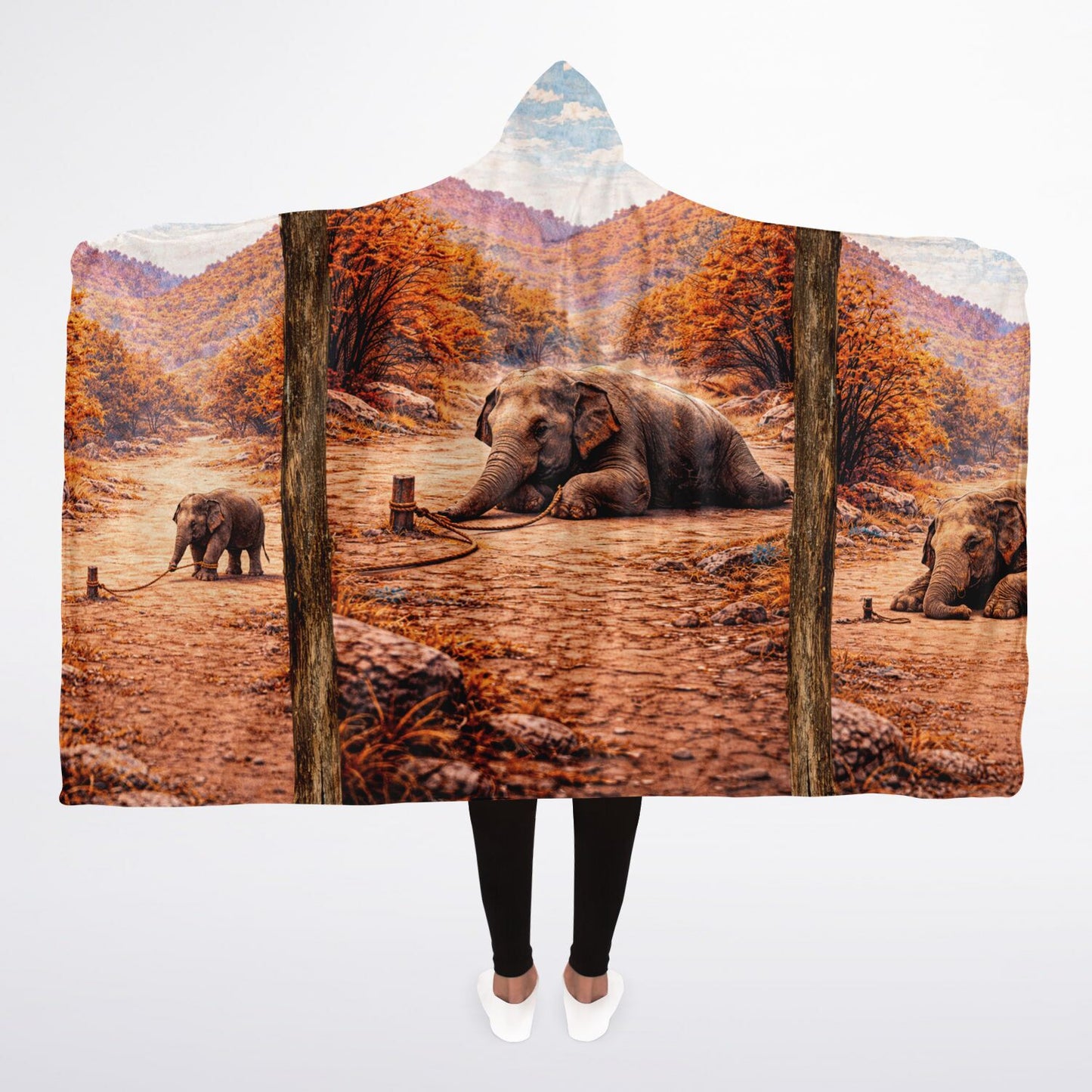 Elephant and the rope - Hooded Blanket