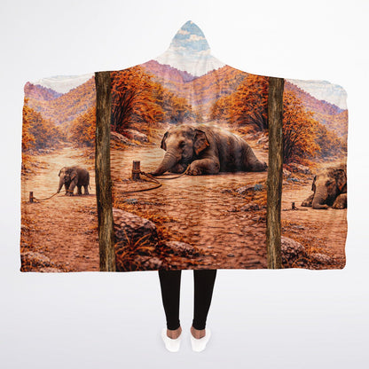 Elephant and the rope - Hooded Blanket