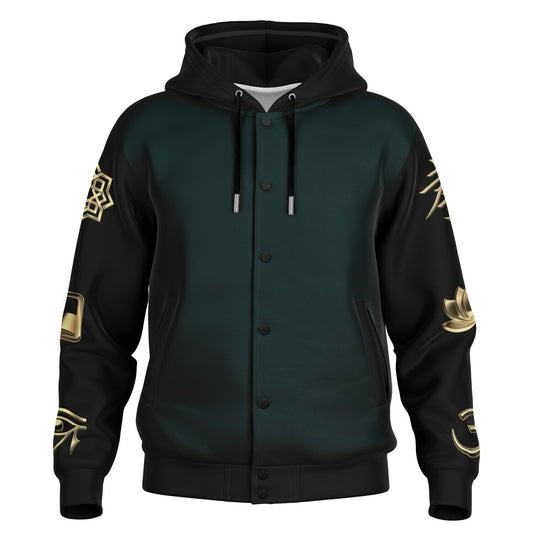 Ancient Wisdom - Button Hoodie (teal)